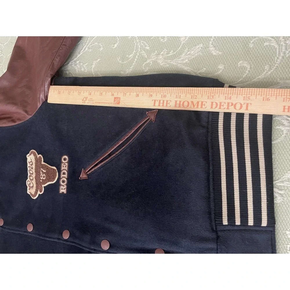 Lucky Brand Jacket Mens XL Blue Coors Rodeo Varsity Leather Sleeves‎ 161300